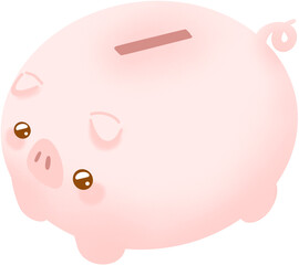 귀여운 돼지 캐릭터 저금통 일러스트