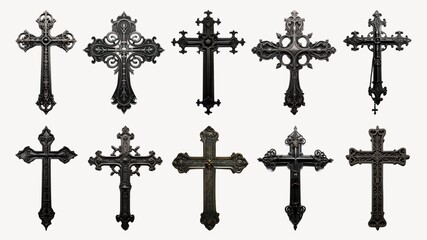 Gothic cross design element set