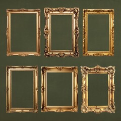 Vintage gold frame design element set