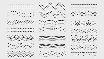 Lines waves dashed zigzag elements collection. Vector illustration.