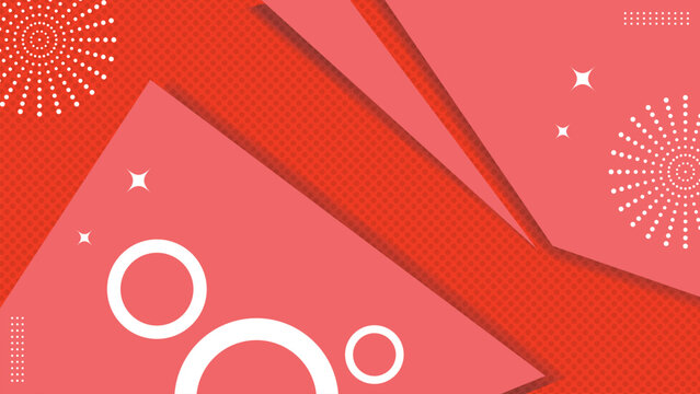 Red abstract modern shape halftone circle banner background. Vector illustration.