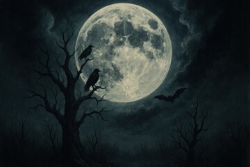 Fototapeta premium Eerie night with full moon