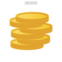 Gold coin stacks mockup vector illustration. Cash heap, wealth isolated on transparant background. Banking service, money loan vector