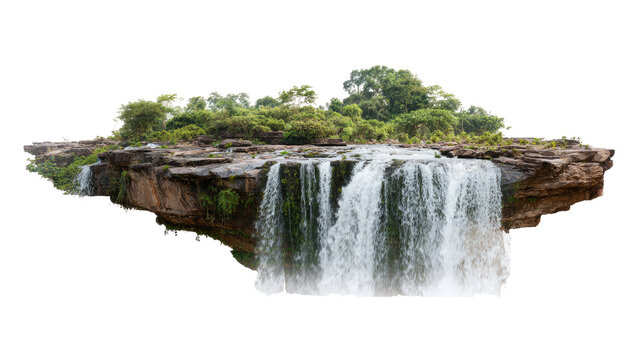 Waterfall cascading over a rocky island - Powered by Adobe