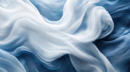 Obraz premium Light blue fabric flows like gentle waves in this abstract image. Use this as a calming, ethereal background for various projects.