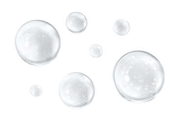 Close-up of several translucent bubbles