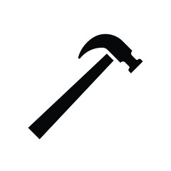 Black and White Hammer Icon Symbol for Construction Use Design