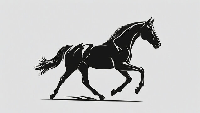Black horse running stallion equine animal mammal equestrian racehorse thoroughbred silhouette art design