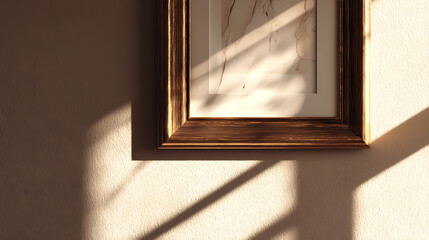 Misaligned frame hanging loosely on plaster wall