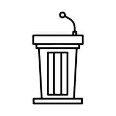Podium with microphones icon on white transparent background