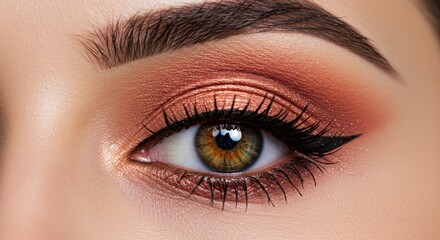 Obraz premium Close-up of an eye with colorful eyeshadow and winged eyeliner