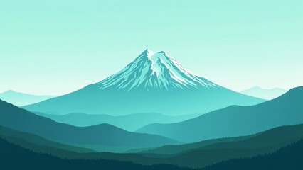 Fototapeta premium Stylized Mount Fuji Landscape with Teal Hues