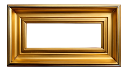 Ornate gold picture frame isolated on transparent background
