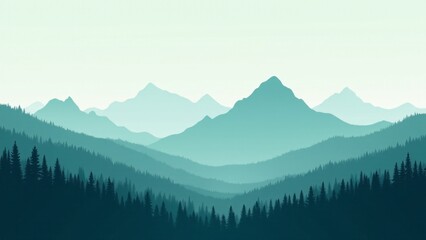 Obraz premium Layered Green Mountain Forest Landscape