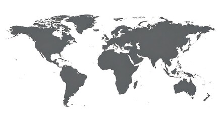 A simple grayscale world map, depicting all continents and oceans.