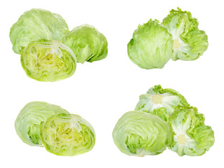 iceberg lettuce heads isolated on transparent background.