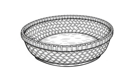 Handwoven Wicker Basket Round Natural Material Rustic Style