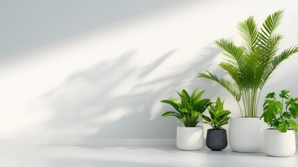 Obraz premium Green-themed design with potted plants arranged for visual harmony