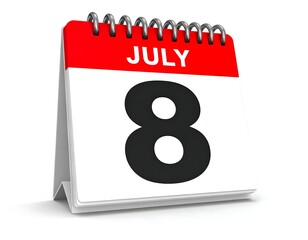 Calendar displaying July 8th