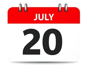 Calendar displaying July 20th