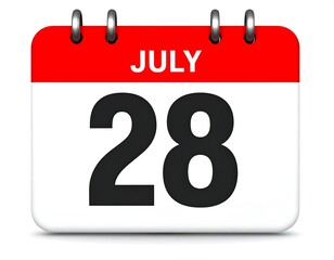 Calendar displaying July 28th