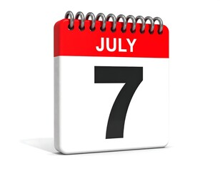 Calendar, July 7th, 3D render