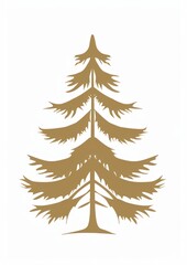 Obraz premium Aesthetic pine tree logo silhouette gold illustration.