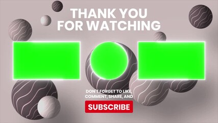 End Screen Youtube animation with abstract vibrant background in 4k resolution. Thank you for watching Animation. Youtube outro template.