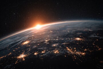 Obraz premium Earth rising sunrise from space (1)