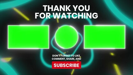 Thank you for watching animation with abstract vibrant background in 4k resolution. End Screen Youtube Animation.