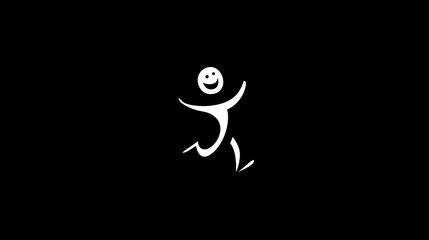 Joyful Dancing Stick Figure, Dynamic Design for Fitness & Lifestyle Branding