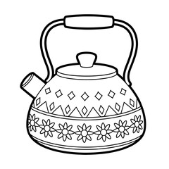 teapot isolated on white background coloring page 