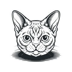 Detailed hand drawn vector illustration of a cats head