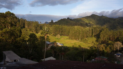 Landscapes with mountains and sky in Salento, Colombia