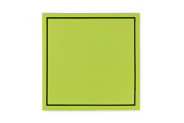Light green sticky note with black border isolated on transparent background, providing copy space for text or design elements