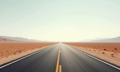 Naklejka premium Endless Desert Highway Under a Pale Sky