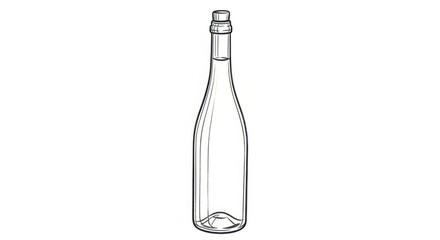 Simple Clear Glass Bottle with Narrow Neck and Screw Cap on White Background