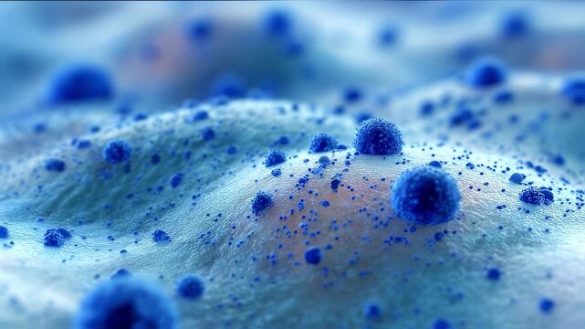 Medical 3D visualization showing overactive sweat glands producing excessive blue perspiration in localized skin areas.