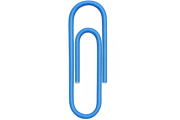 Blue paperclip resting on transparent surface, symbolizing organizational tools, document fastening, and workplace essentials for securing materials