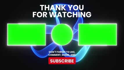 End Screen Youtube animation with abstract vibrant background in 4k resolution. Thank you for watching Animation. Youtube outro template.