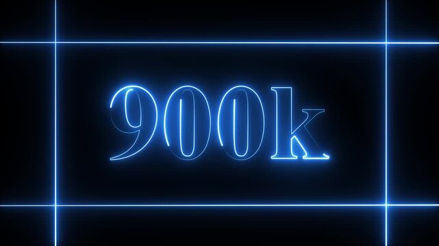 900k celebration neon text animation 4k video. Followers, like, subscribe, 900 light, typography video in black background.90k followers Celebration text animation.