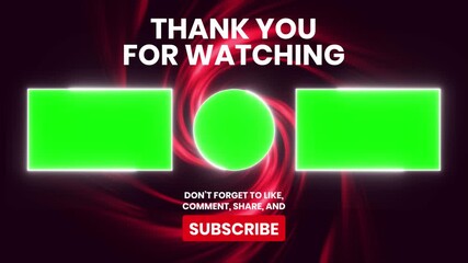 End Screen Youtube animation with abstract vibrant background in 4k resolution. Thank you for watching Animation. Youtube outro template. - Powered by Adobe
