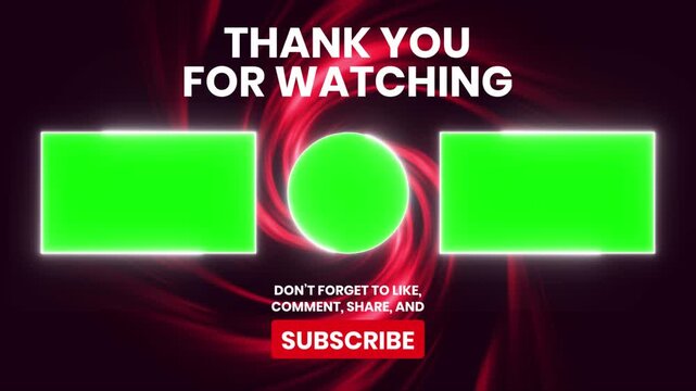End Screen Youtube animation with abstract vibrant background in 4k resolution. Thank you for watching Animation. Youtube outro template.