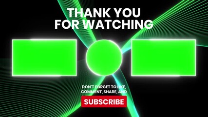 End Screen Youtube animation with abstract vibrant background in 4k resolution. Thank you for watching Animation. Youtube outro template.