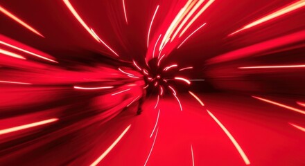 Red Light Streaks Abstract Background with Dynamic Motion and Bright Lines
