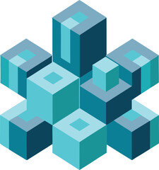 Obraz premium Abstract geometric crystal cluster in teal and blue