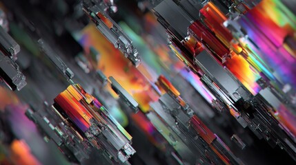 Prismatic crystal shards with metallic sheen abstract