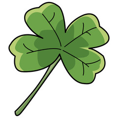 Four leaved clover. Green shamrock Saint Patrick's Day decoration and symbol of luck. 