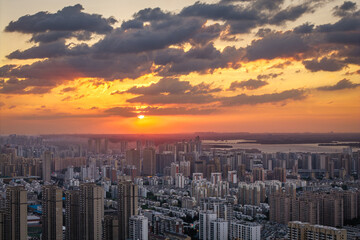 sunset over the city