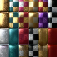 Shiny textured squares pattern gold